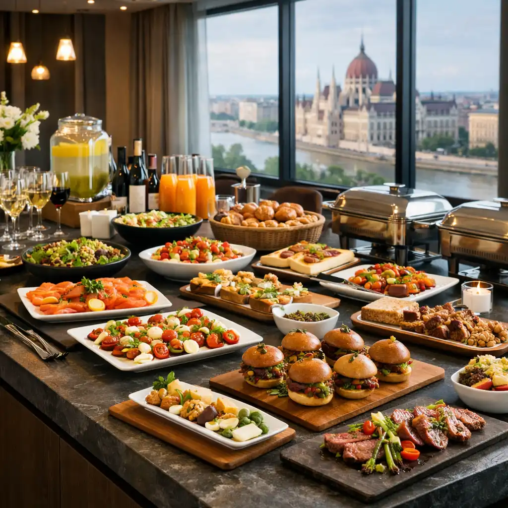 Elegáns üzleti menü és catering felszolgálása