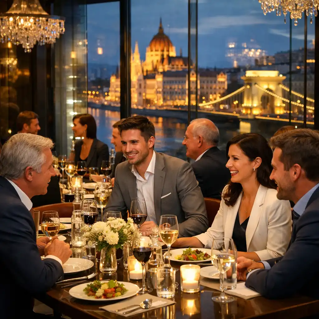 Céges vacsora és networking esemény elegáns környezetben