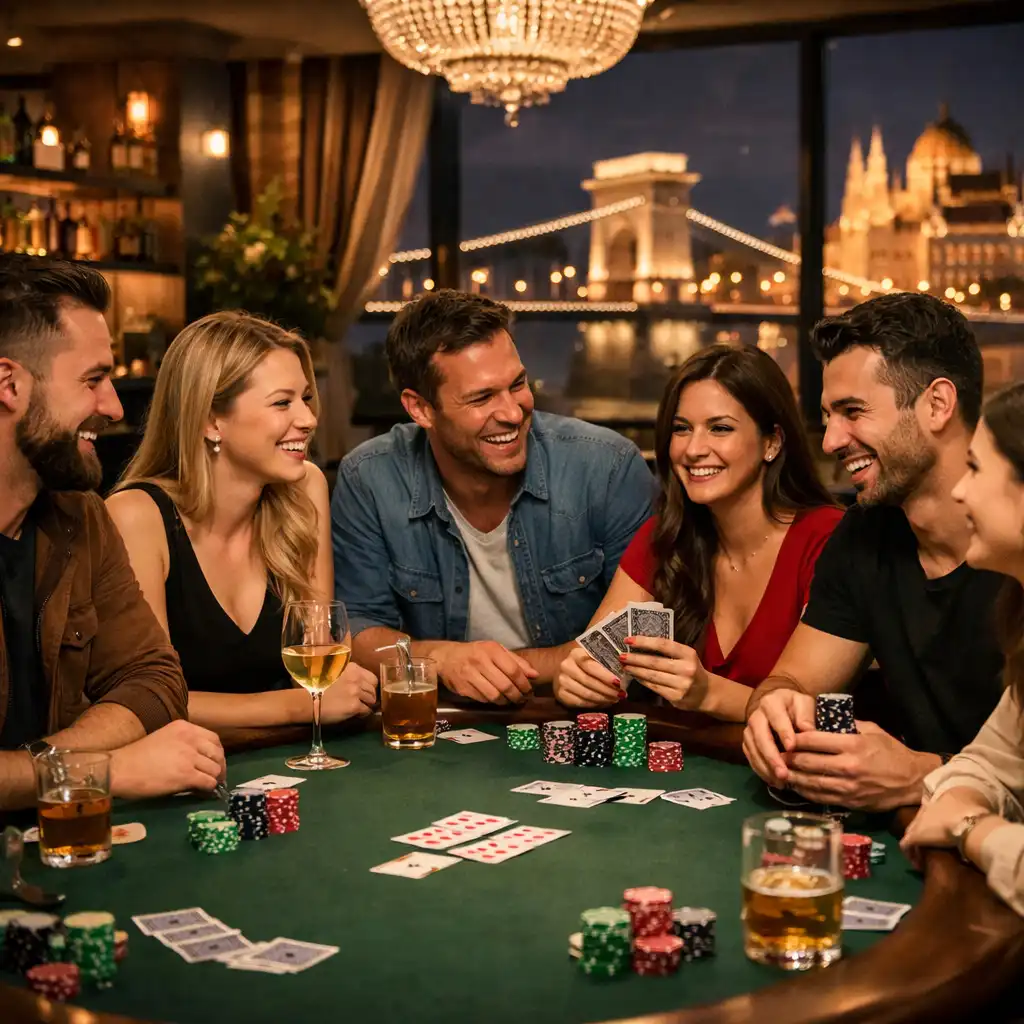 Baráti társaság offline póker esten a Magyar Night Club Hub-ban